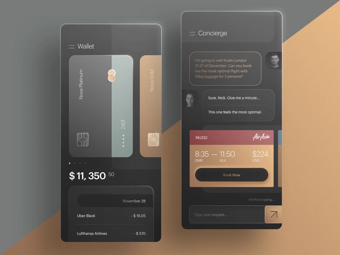 Aplicación de billetera digital y concierge
